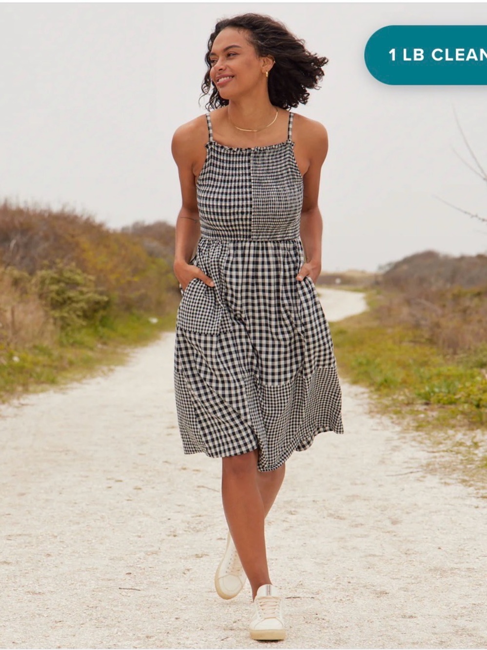 United By Blue Black & White Gingham Midi Sundress